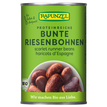 Bunte Riesenbohnen in der Dose